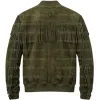 The Outpost Olive Green Suede Fringe Utility Jacket The Outpost Olive Green Suede Fringe Utility Jacket