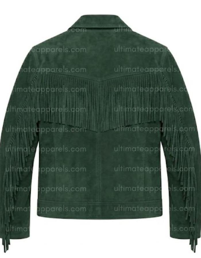 The Sherwood Forest Green Suede V-Fringe Jacket The Sherwood Forest Green Suede V-Fringe Jacket