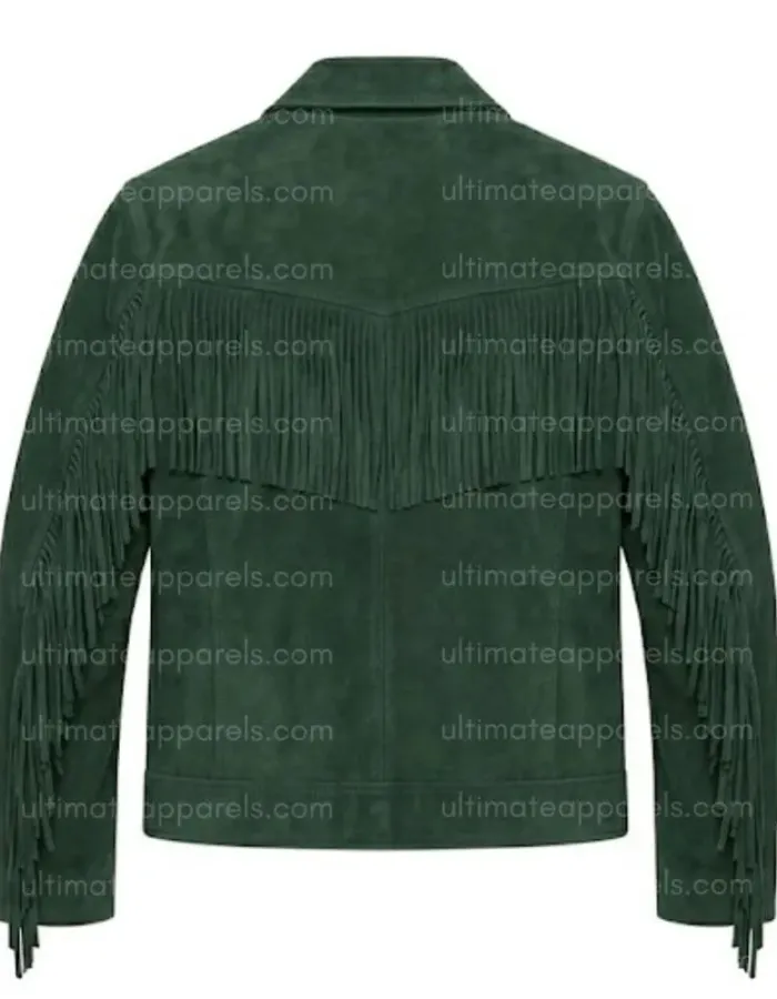 The Sherwood Forest Green Suede V-Fringe Jacket