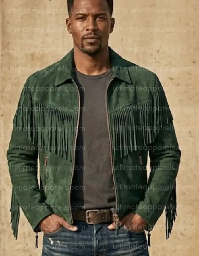 The Sherwood Forest Green Suede V-Fringe Jacket