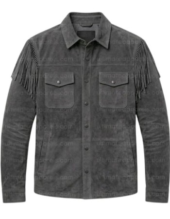 The Transit Charcoal Gray Suede Tassel Jacket