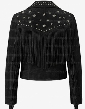 The Midnight Rebel Studded Women’s Black Fringe Biker Jacket The Midnight Rebel Studded Women’s Black Fringe Biker Jacket