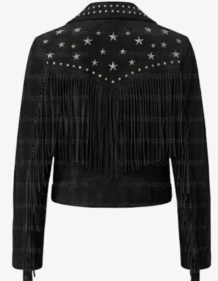 The Midnight Rebel Studded Women’s Black Fringe Biker Jacket The Midnight Rebel Studded Women’s Black Fringe Biker Jacket