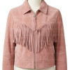 The Aurora Rose Quartz Dusty Pink Suede Cropped Fringe Jacket The Aurora Rose Quartz Dusty Pink Suede Cropped Fringe Jacket