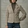 The Metro Women's Light Taupe Beige Tailored Fringe Jacket