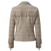 The Metro Women's Light Taupe Beige Tailored Fringe Jacket