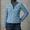 The Zenith Women's Sky Blue Suede Streamlined Fringe Jacket