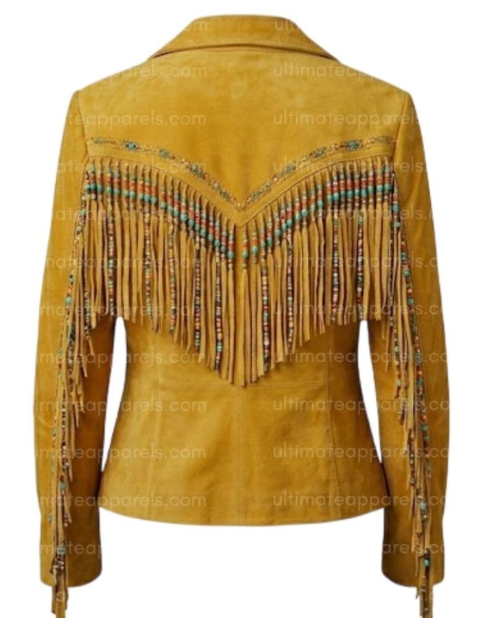 Women's The Marigold Mustard Suede Boho-Tassel Jacket