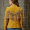Women's The Marigold Mustard Suede Boho-Tassel Jacket Women's The Marigold Mustard Suede Boho-Tassel Jacket