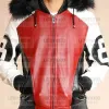 8 Ball Logo Fur Hooded Leather Jacket