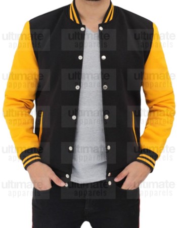 Men's Black and Yellow Varsity Jacket