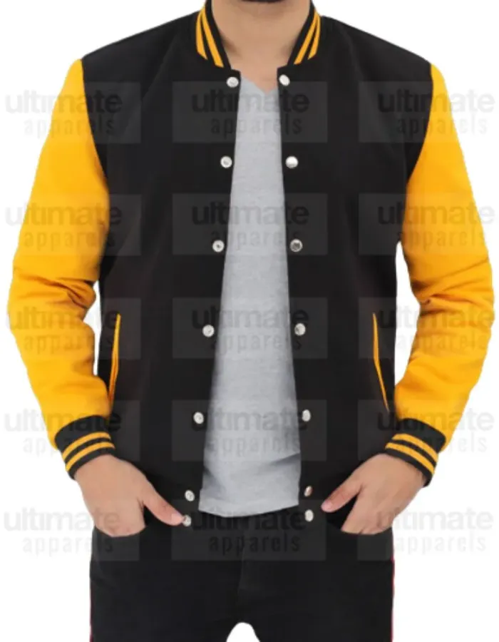 Men's Black and Yellow Varsity Jacket Men's Black and Yellow Varsity Jacket