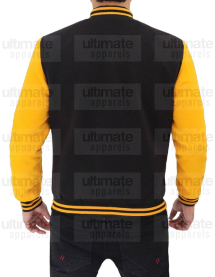Men's Black and Yellow Varsity Jacket