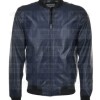 Men's Fashion Blue Bomber Leather Jacket