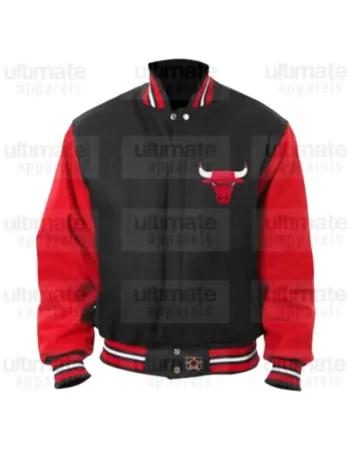 Chicago Bulls Black and Red Varsity Bomber Jacket 