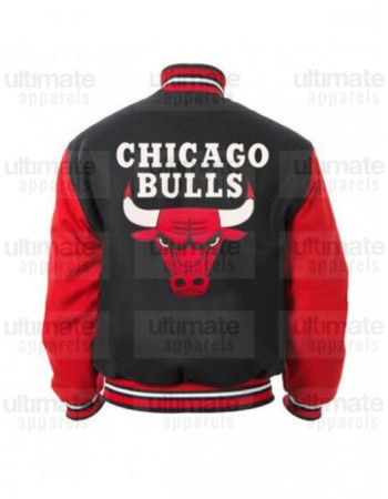 Chicago Bulls Black and Red Varsity Bomber Jacket 