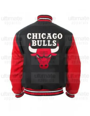 Chicago Bulls Black and Red Varsity Bomber Jacket 