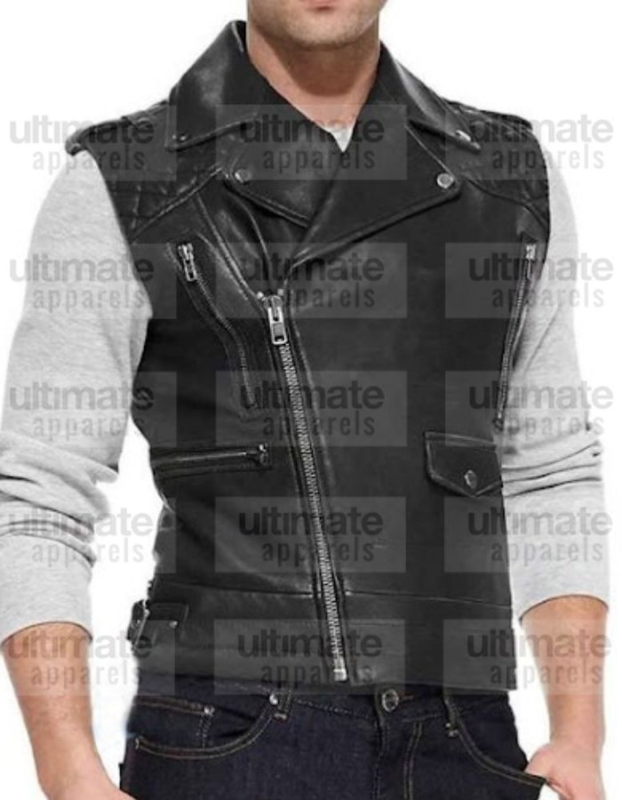 Men's Fashion Slimfit Black Leather Vest Men's Fashion Slimfit Black Leather Vest