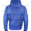 Men's Blue Bomber Leather Hooded Jacket Men's Blue Bomber Leather Hooded Jacket