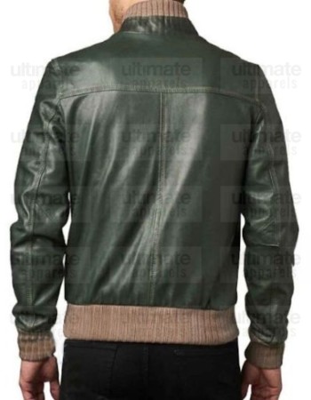Men's Fashion Green Bomber Leather Jacket