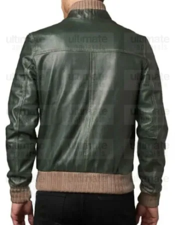 Men's Fashion Green Bomber Leather Jacket