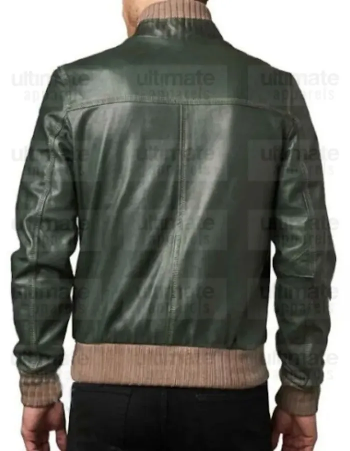 Men's Fashion Green Bomber Leather Jacket