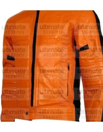 Men's Orange Biker Slimfit Leather Jacket