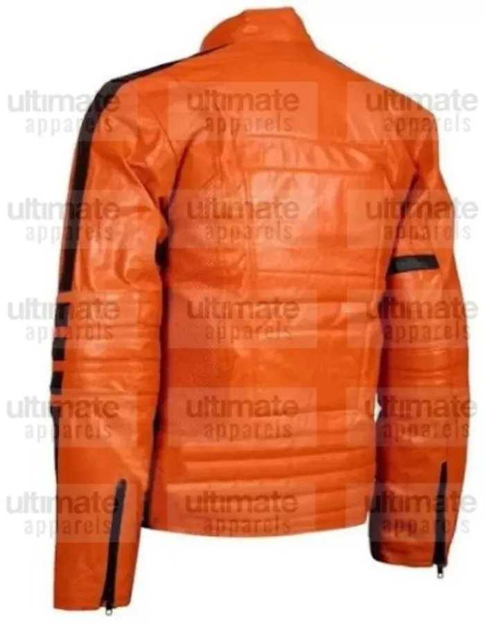 Men's Orange Biker Slimfit Leather Jacket Men's Orange Biker Slimfit Leather Jacket
