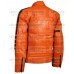 Men's Orange Biker Slimfit Leather Jacket