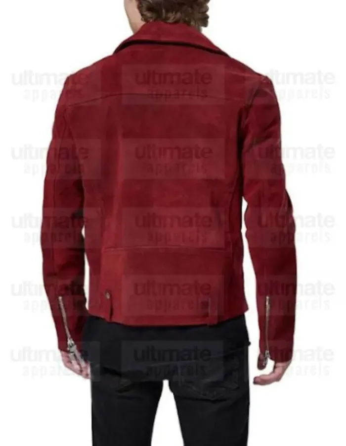 Men's Red Zipper Cuffs Suede Leather jacket Men's Red Zipper Cuffs Suede Leather jacket