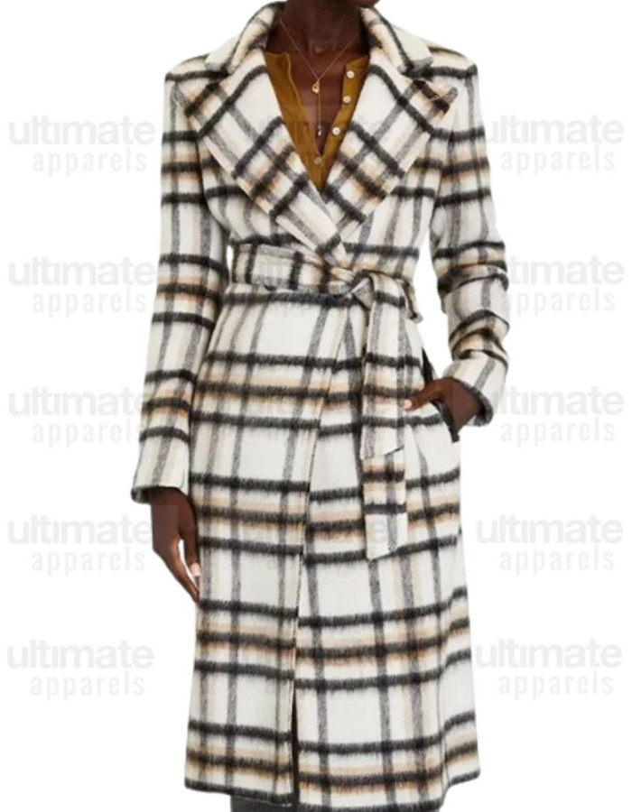 Nancy Drew S03 Maddison Jaizani (Bess) White Plaid Coat Nancy Drew S03 Maddison Jaizani (Bess) White Plaid Coat