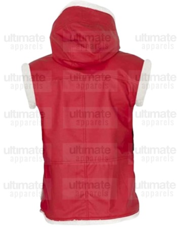 Santa Claus Red Hooded Shearling Vest Santa Claus Red Hooded Shearling Vest