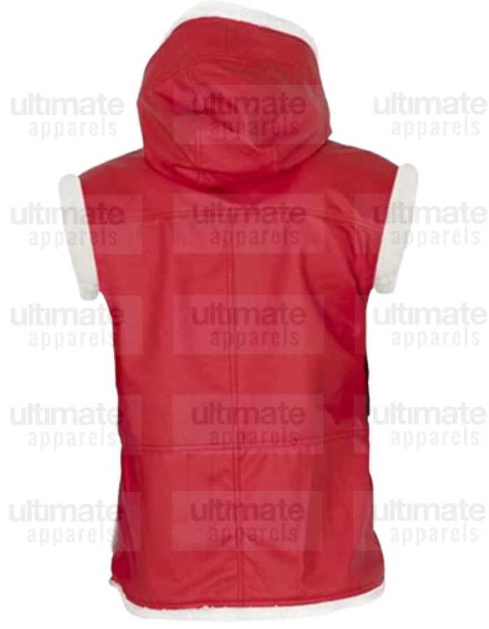 Santa Claus Red Hooded Shearling Vest Santa Claus Red Hooded Shearling Vest