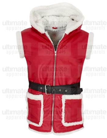 Santa Claus Red Hooded Shearling Vest
