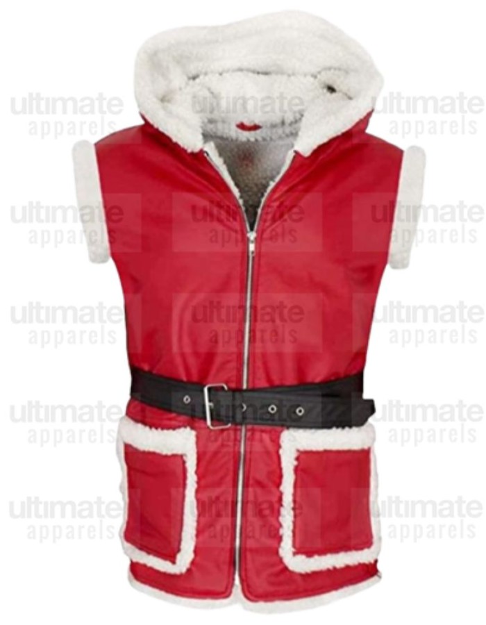Santa Claus Red Hooded Shearling Vest Santa Claus Red Hooded Shearling Vest