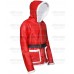 Santa Claus Red Leather Hooded Shearling Jacket