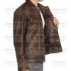 Distressed Brown Shirt Collar Real Leather Jacket Distressed Brown Shirt Collar Real Leather Jacket
