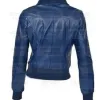 Women's Fashion Blue Bomber Leather Jacket Women's Fashion Blue Bomber Leather Jacket