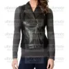 Women's Fashion Black Leather Vest