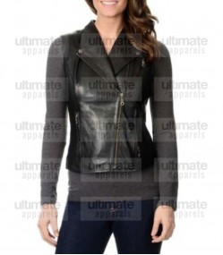 Women's Fashion Black Leather Vest
