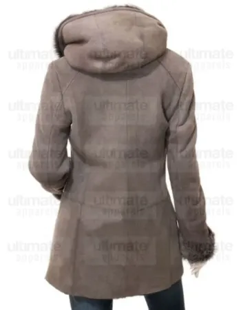 Women's Fashion Grey Shearling suede Leather Coat Women's Fashion Grey Shearling suede Leather Coat