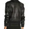 Two Pockets Black Bomber Leather Jacket For Women