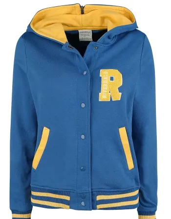 Riverdale R Logo Cheer Girls Blue Bomber Cotton Hoodie Varsity Jacket