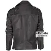 Asymmetrical Style Black Rock and Roll Studded Men's Leather Jacket