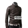 Button Pocket Dark Brown Leather Jacket Button Pocket Dark Brown Leather Jacket
