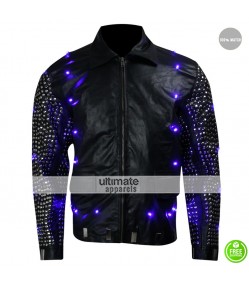 Chris Jericho Light Up WWE Black Leather Jacket Chris Jericho Light Up WWE Black Leather Jacket
