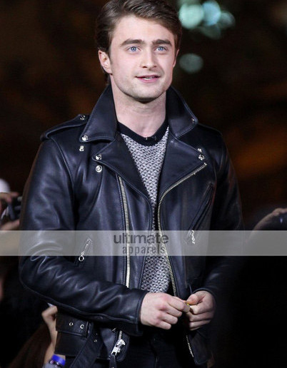 Daniel Radcliffe Black Biker Style Leather Jacket Daniel Radcliffe Black Biker Style Leather Jacket