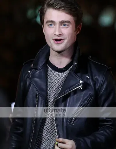 Daniel Radcliffe Black Biker Style Leather Jacket