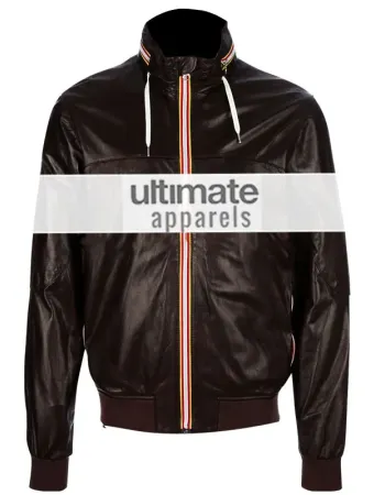 David Backham Brown Bomber Style Leather Jacket 