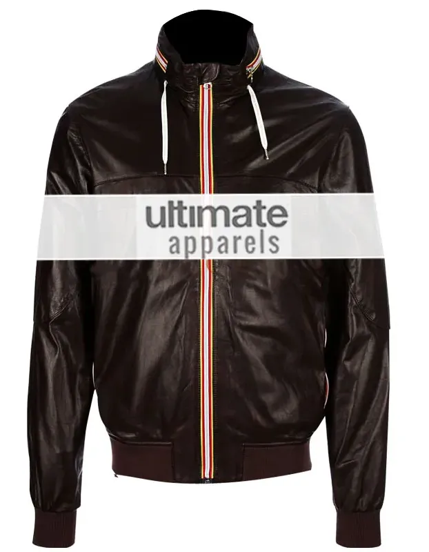 David Backham Brown Bomber Style Leather Jacket David Backham Brown Bomber Style Leather Jacket